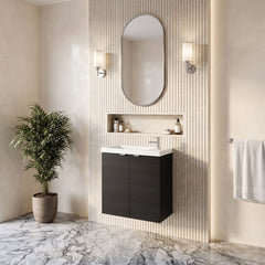 [BFDY638] Alrewas Contemporary 2 Door Wall Hung Vanity Unit with Basin, Charcoal Black, 500mm - Lifestyle 3