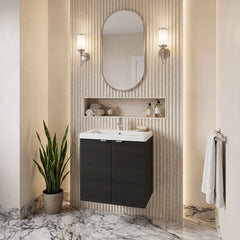 [BFDY640A] Alrewas Contemporary 2 Door Wall Hung Vanity Unit with Ceramic Basin, 500mm, Choice of Colour