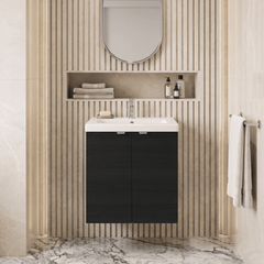 [BFDY640A] Alrewas Contemporary 2 Door Wall Hung Vanity Unit with Ceramic Basin, 500mm, Choice of Colour - Silo