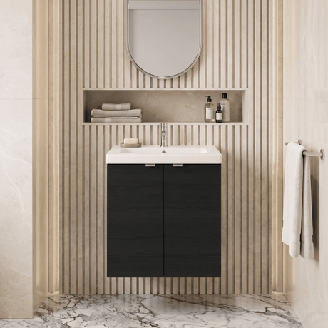 [BFDY640A] Alrewas Contemporary 2 Door Wall Hung Vanity Unit with Ceramic Basin, 500mm, Choice of Colour - Silo