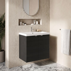 [BFDY640] Alrewas Contemporary 2 Door Wall Hung Vanity Unit with Polymarble Basin, 500mm, Choice of Colour