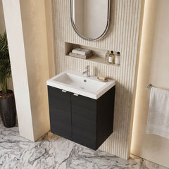 [BFDY640] Alrewas Contemporary 2 Door Wall Hung Vanity Unit with Polymarble Basin, 500mm, Choice of Colour