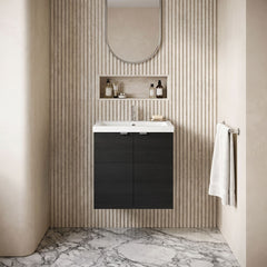 [BFDY640] Alrewas Contemporary 2 Door Wall Hung Vanity Unit with Polymarble Basin, 500mm, Choice of Colour - Silo