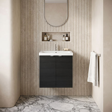 [BFDY640] Alrewas Contemporary 2 Door Wall Hung Vanity Unit with Polymarble Basin, 500mm, Choice of Colour - Silo