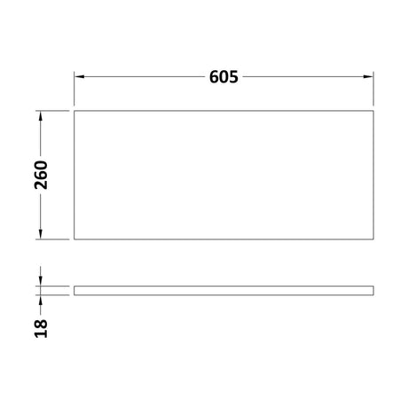 [BFDY642] 600 WC Unit Top 605x260 - Technical Drawing