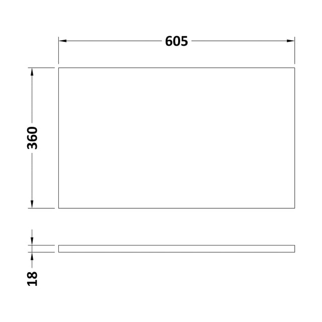 [BFDY644] 600 WC Unit Top 605x360 - Technical Drawing