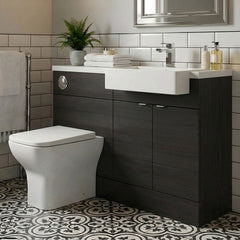 [BFDY649] Alrewas Contemporary Floor Standing Vanity WC Combination Unit with Semi-Recessed Basin, Right Hand, 1000mm, Choice of Colour - Silo