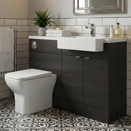 [BFDY649] Alrewas Contemporary Floor Standing Vanity WC Combination Unit with Semi-Recessed Basin, Right Hand, 1000mm, Choice of Colour - Silo