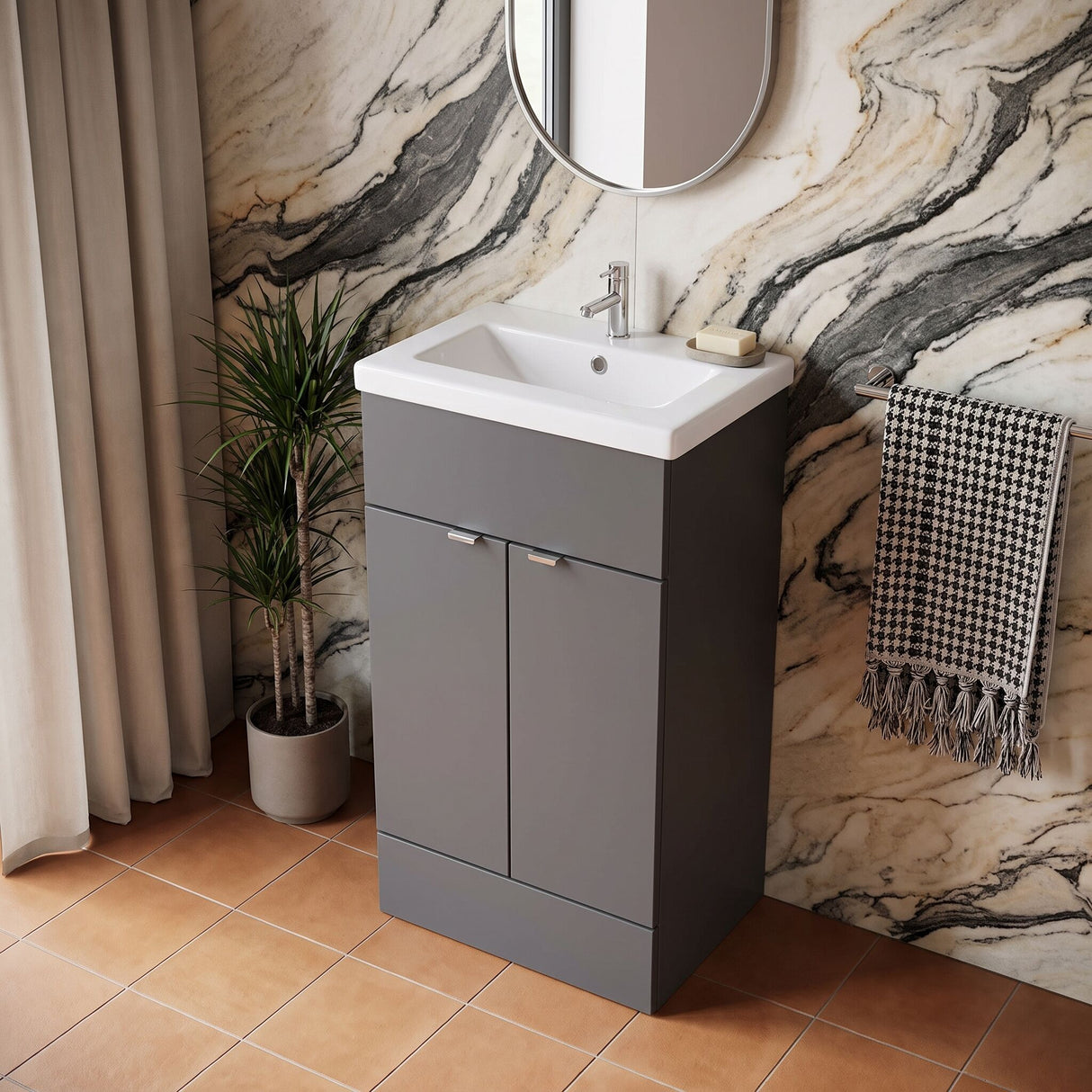 [BFDY924A] Alrewas Contemporary 2 Door Floor Standing Vanity Unit with Basin, 500mm, Choice of Colour