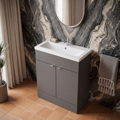 [BFDY928A] Alrewas Contemporary 2 Door Floor Standing Vanity Unit with Basin, 800mm, Choice of Colour