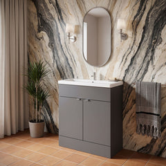 [BFDY928A] Alrewas Contemporary 2 Door Floor Standing Vanity Unit with Basin, 800mm, Choice of Colour