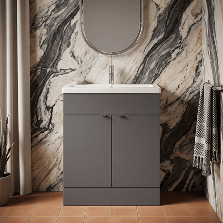 [BFDY928A] Alrewas Contemporary 2 Door Floor Standing Vanity Unit with Basin, 800mm, Choice of Colour - Silo