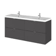 [BFDY932A] Alrewas Contemporary 4 Drawer Wall Hung Vanity Unit with Basin, Gloss Grey, 1200mm - Cutout