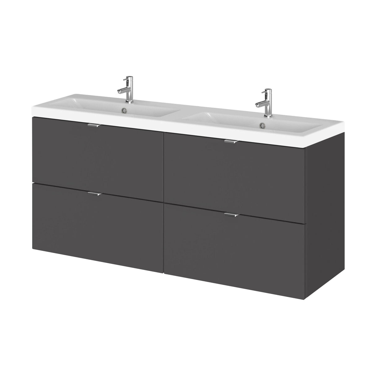 [BFDY932A] Alrewas Contemporary 4 Drawer Wall Hung Vanity Unit with Basin, 1200mm, Choice of Colour - Cutout
