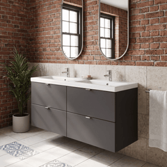 [BFDY932A] Alrewas Contemporary 4 Drawer Wall Hung Vanity Unit with Basin, 1200mm, Choice of Colour