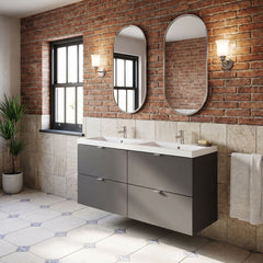 [BFDY932A] Alrewas Contemporary 4 Drawer Wall Hung Vanity Unit with Basin, 1200mm, Choice of Colour