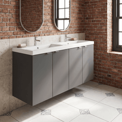 [BFDY933A] Alrewas Contemporary 2 Door Wall Hung Vanity Unit with Basin, Gloss Grey, 1200mm - Lifestyle 1