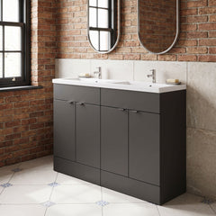[BFDY934A] Alrewas Contemporary 2 Door Floor Standing Vanity Unit with Basin, 1200mm, Choice of Colour
