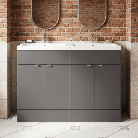 [BFDY934A] Alrewas Contemporary 2 Door Floor Standing Vanity Unit with Basin, 1200mm, Choice of Colour - Silo