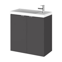 [BFDY938] Alrewas Contemporary 2 Door Wall Hung Vanity Unit with Basin, Gloss Grey, 500mm - Cutout