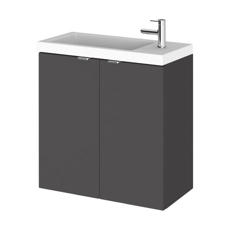 [BFDY938] Alrewas Contemporary 2 Door Wall Hung Vanity Unit with Basin, Gloss Grey, 500mm - Cutout