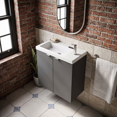 [BFDY938] Alrewas Contemporary 2 Door Wall Hung Vanity Unit with Basin, Gloss Grey, 500mm - Lifestyle 2