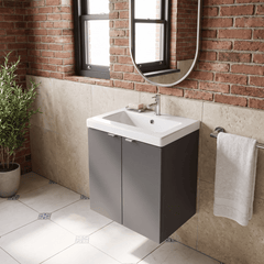 [BFDY940A] Alrewas Contemporary 2 Door Wall Hung Vanity Unit with Ceramic Basin, 500mm, Choice of Colour
