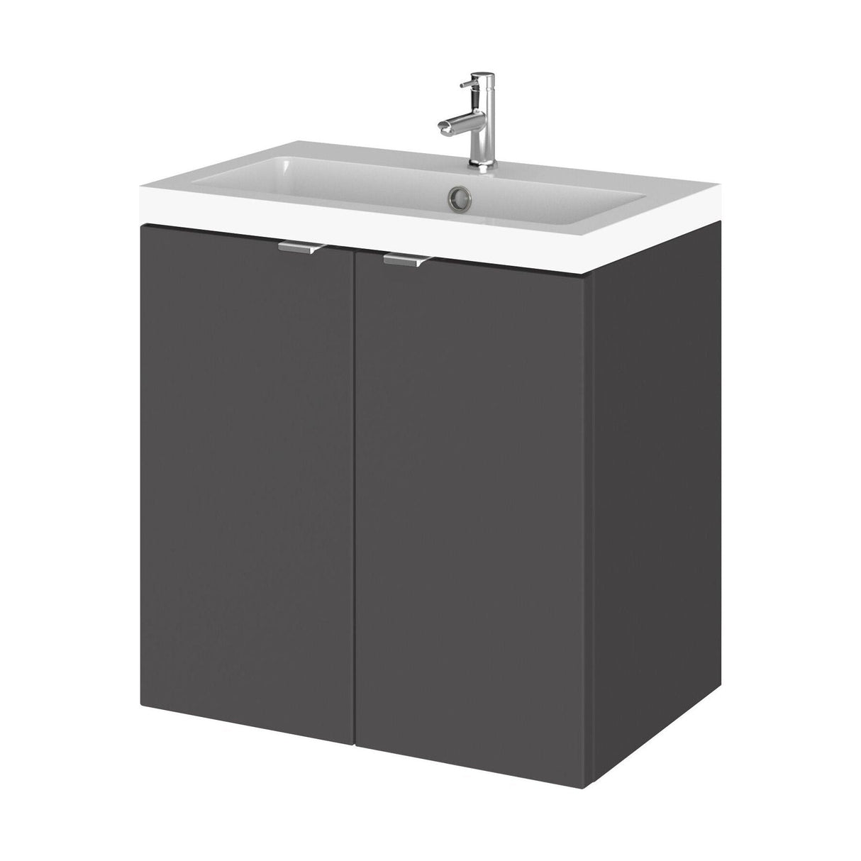 [BFDY940] Alrewas Contemporary 2 Door Wall Hung Vanity Unit with Polymarble Basin, 500mm, Choice of Colour - Cutout