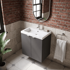 [BFDY940] Alrewas Contemporary 2 Door Wall Hung Vanity Unit with Polymarble Basin, 500mm, Choice of Colour