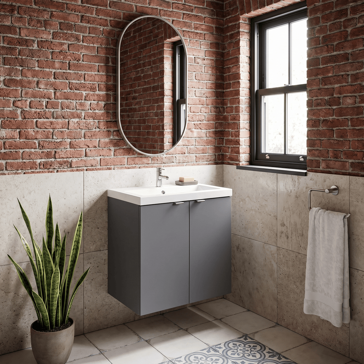 [BFDY940] Alrewas Contemporary 2 Door Wall Hung Vanity Unit with Polymarble Basin, 500mm, Choice of Colour