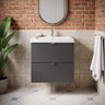 [BFDY941A] Alrewas Contemporary 2 Drawer Wall Hung Vanity Unit with Ceramic Basin, 500mm, Choice of Colour - Silo