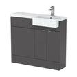 [BFDY949] Alrewas Contemporary 2 Door Right-Hand Floor Standing Combination Unit with Basin, Gloss Grey, 1000mm - Cutout