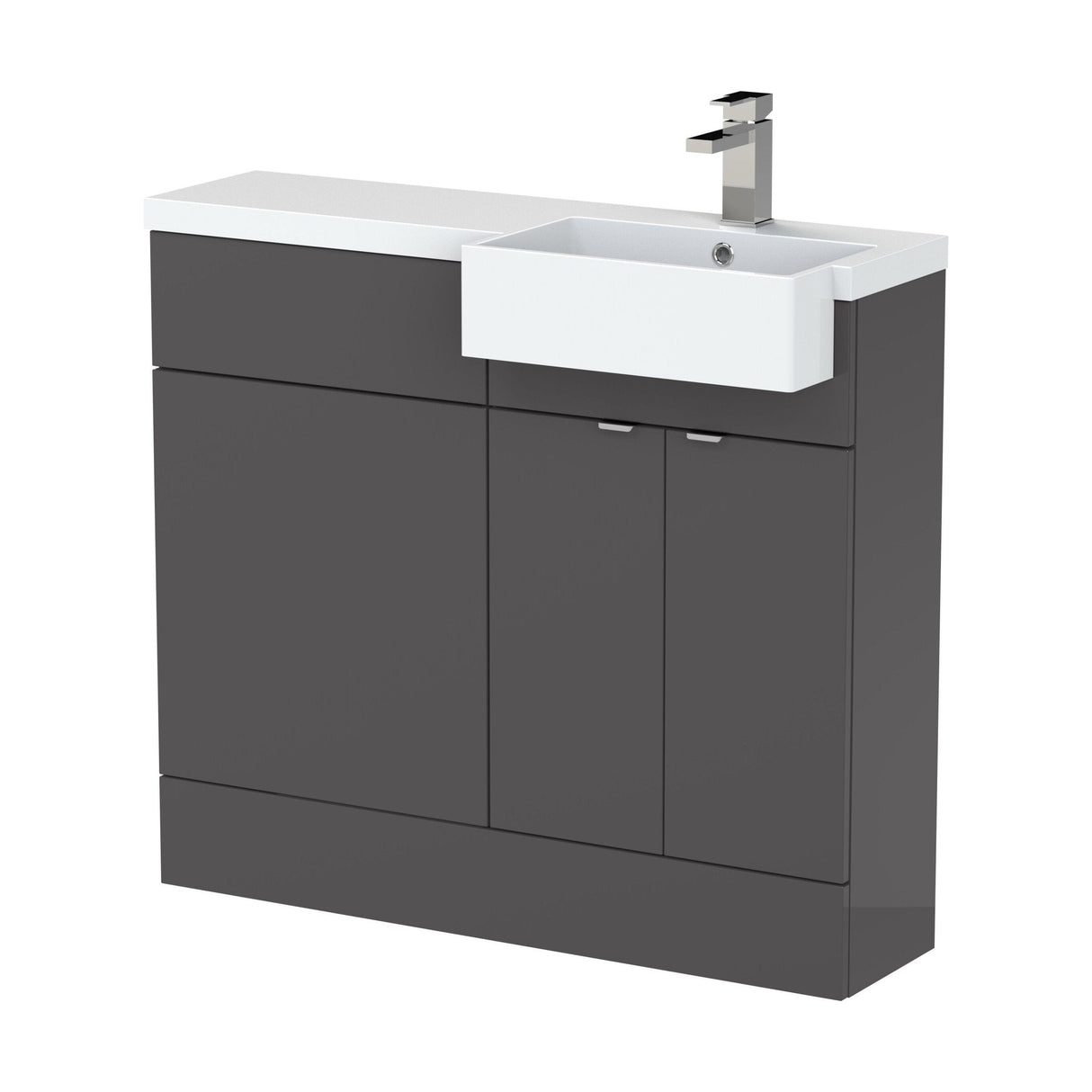 [BFDY949] Alrewas Contemporary Floor Standing Vanity WC Combination Unit with Semi-Recessed Basin, Right Hand, 1000mm, Choice of Colour - Cutout