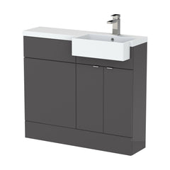 [BFDY949] Alrewas Contemporary Floor Standing Vanity WC Combination Unit with Semi-Recessed Basin, Right Hand, 1000mm, Choice of Colour - Cutout