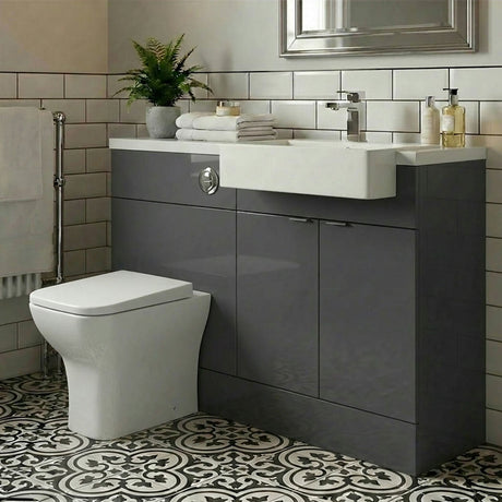 [BFDY949] Alrewas Contemporary Floor Standing Vanity WC Combination Unit with Semi-Recessed Basin, Right Hand, 1000mm, Choice of Colour - Silo