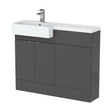 [BFDY950] Alrewas Contemporary 2 Door Left-Hand Floor Standing Combination Unit with Basin, Gloss Grey, 1100mm - Cutout