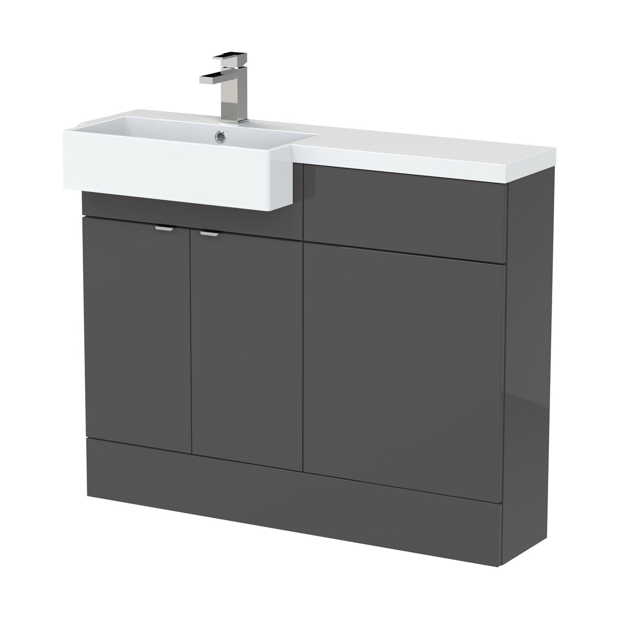 [BFDY950] Alrewas Contemporary Floor Standing Vanity WC Combination Unit with Semi-Recessed Basin, Left Hand, 1100mm, Choice of Colour - Cutout