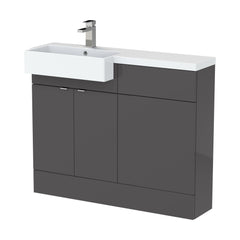 [BFDY950] Alrewas Contemporary Floor Standing Vanity WC Combination Unit with Semi-Recessed Basin, Left Hand, 1100mm, Choice of Colour - Cutout