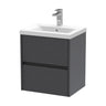[BFED2202A] Chartley Edge Square Wall Hung 2 Drawer Vanity Unit & Ceramic Basin, 500mm, Choice of Finish - Cutout