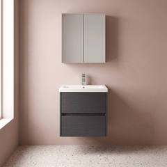 [BFED2202A] Chartley Edge Square Wall Hung 2 Drawer Vanity Unit & Ceramic Basin, 500mm, Choice of Finish