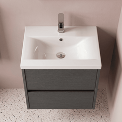 [BFED2202A] Chartley Edge Square Wall Hung 2 Drawer Vanity Unit & Ceramic Basin, 500mm, Choice of Finish