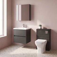 [BFED2202A] Chartley Edge Square Wall Hung 2 Drawer Vanity Unit & Ceramic Basin, 500mm, Choice of Finish