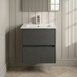 [BFED2202B] Chartley Contemporary 2 Drawer Wall Hung Vanity Unit with Minimalist Basin, Choice of Size and Colour - Silo