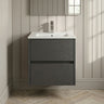 [BFED2202B] Chartley Contemporary 2 Drawer Wall Hung Vanity Unit with Minimalist Basin, Choice of Size and Colour - Silo