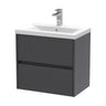 [BFED2204A] Chartley Square Wall Hung 2 Drawer Vanity Unit & Ceramic Basin, 600mm, Choice of Finish - Cutout