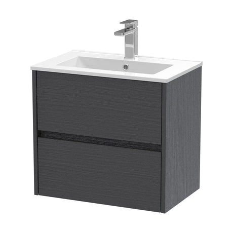 [BFED2204B] Chartley Contemporary 2 Drawer Wall Hung Vanity Unit with Minimalist Basin, Choice of Size and Colour - Cutout