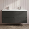 [BFED2204C] Chartley Contemporary 4 Drawer Wall Hung Vanity Unit with Double Basin, 1200mm, Choice of Colour - Silo