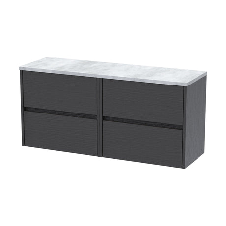[BFED2204LBG2] Chartley Contemporary 4 Drawer Wall Hung Vanity Unit with Laminate Worktop, 1200mm - Cutout