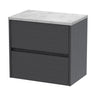 [BFED2204LBG] Chartley Contemporary 2 Drawer Wall Hung Vanity Unit with Laminate Worktop, Choice of Size and Colour - Cutout