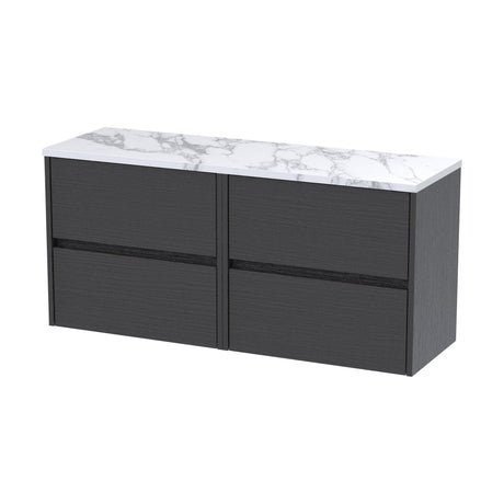 [BFED2204LCM2] Chartley Contemporary 4 Drawer Wall Hung Vanity Unit with Laminate Worktop, Graphite Grey Woodgrain, 1200mm - Cutout